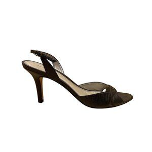 Ann Taylor Women’s Black Leather Braided Detail Slingback Open Toe Heels Size 7M